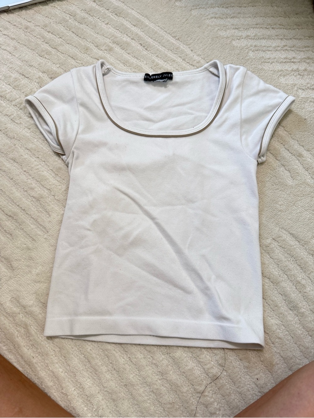 White Scoop Neck Women's Top